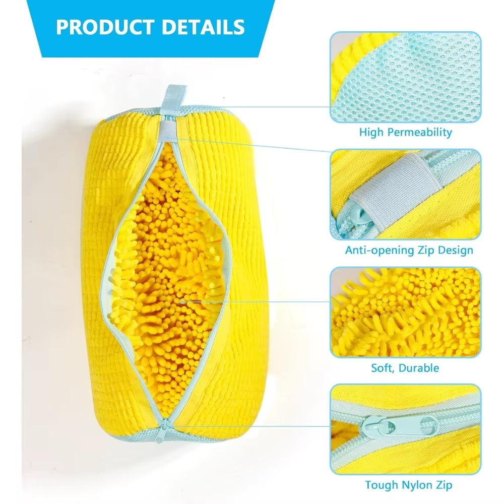 Shoe Washing Machine Bag Laundry Washer Dryer Reusable All Shoe Types Sizes Zipper Closure Padded Fluffy Fibers Sneaker Cleaning